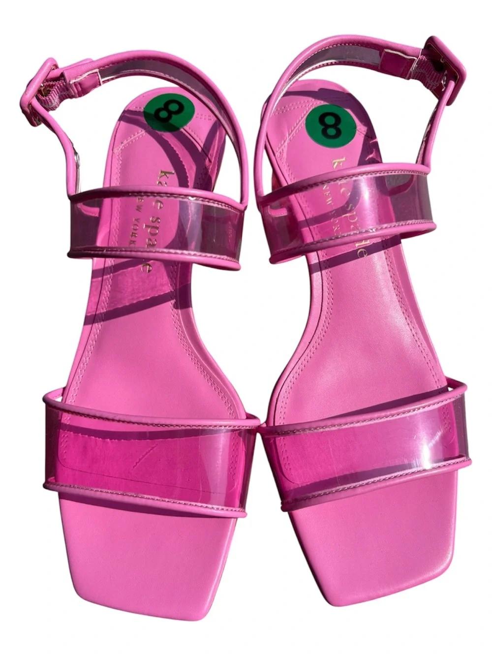 kate spade Milani Lucite Dress Square Toe Sandals Heels Carousel Pink
